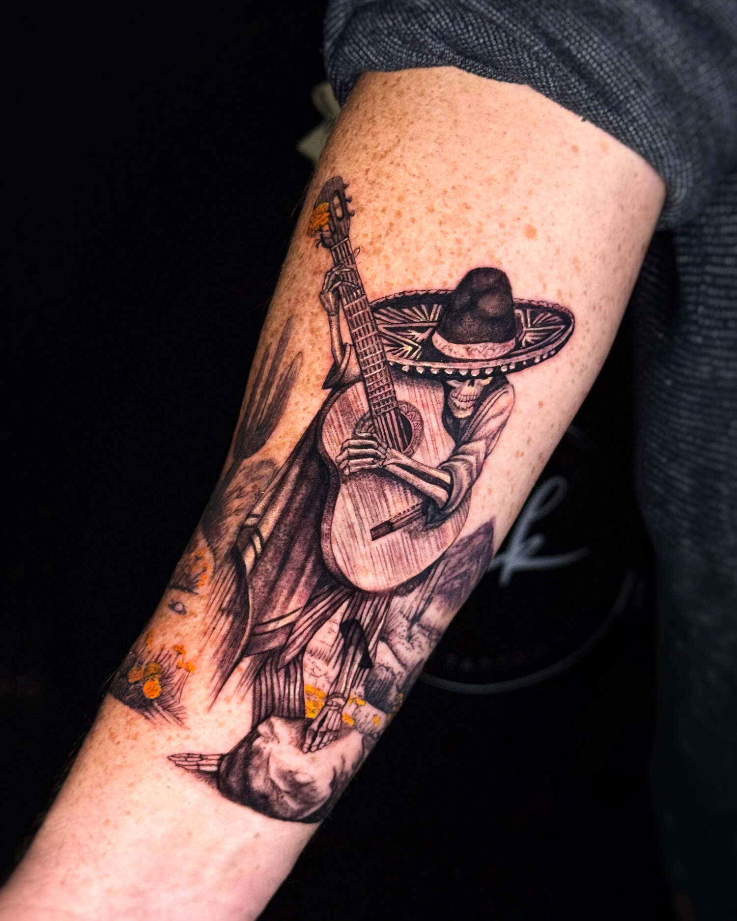 Skeleton Guitarist tattoo by ALEX Q