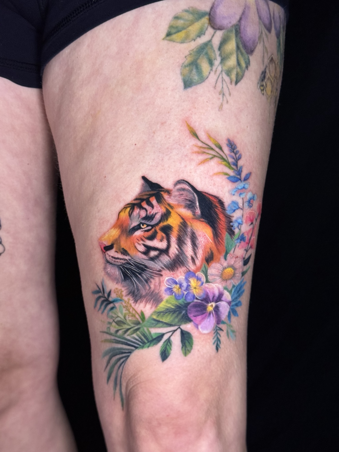 Tiger & Floral tattoo by ALEX Q